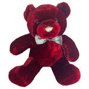 Dan Dee Collectors Choice Plush Teddy Bear Burgundy 13" Bow Tie Stuffed Animal